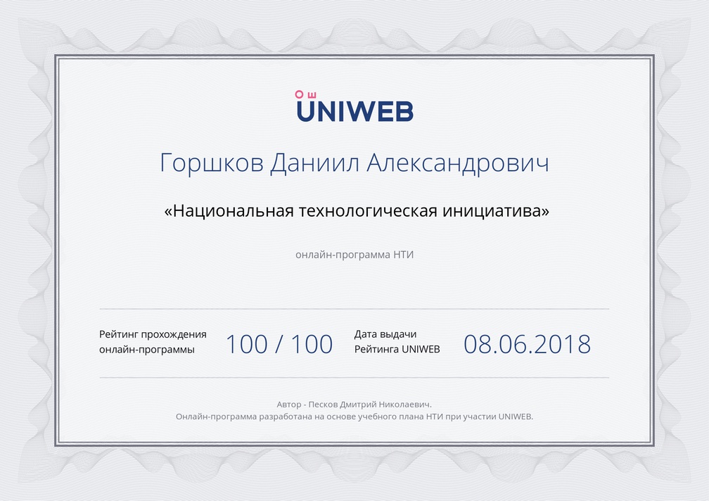 UNIWEB - Onlayn-programma NTI 2018