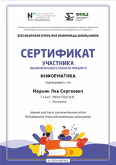 Сертификат участника Всесиб инф ЗЭ25